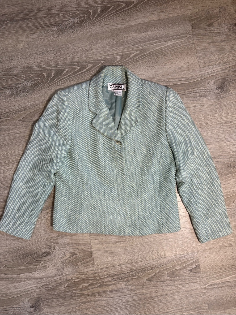 Vintage Carlisle Wool blend Sage Green Blazer and Skirt Set - classy old money - Picture 3 of 12